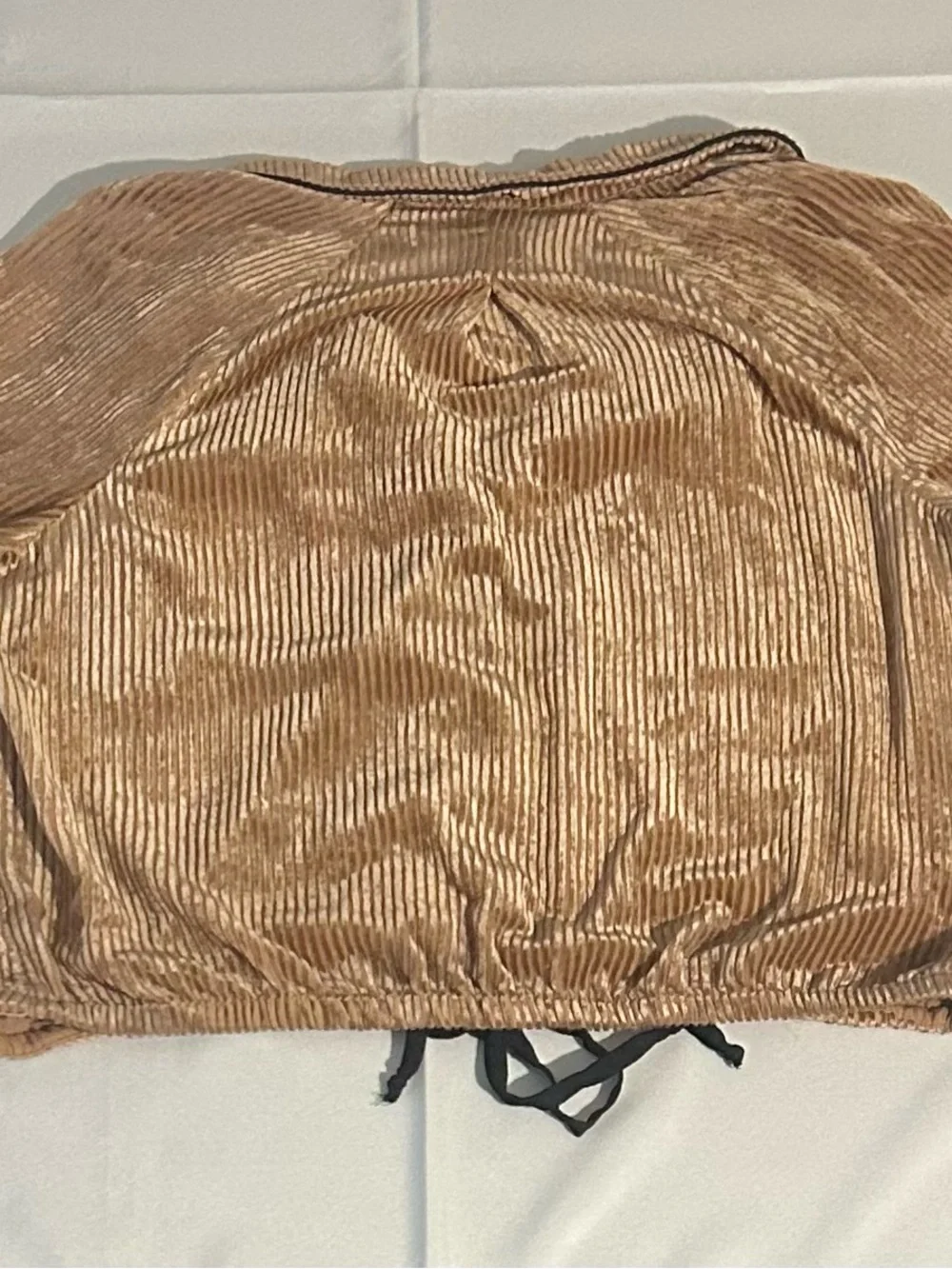 Free People Velvet Ribbed Button-Front Top in Copper